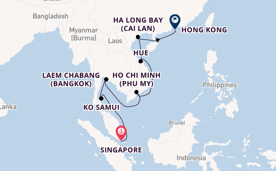 South East Asia from Singapore, Singapore with the Seven Seas Splendor