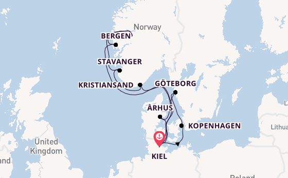 Noorwegen vanaf Kiel, Duitsland met AIDAprima