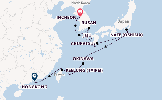 Oost-Azië vanaf Incheon, Zuid-Korea met de Silver Muse