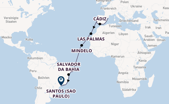 Transatlantik ab Barcelona, Spanien auf der Costa Diadema
