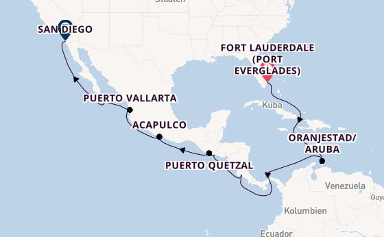 Mexikanische Riviera ab Fort Lauderdale (Port Everglades), USA auf der Nieuw Amsterdam