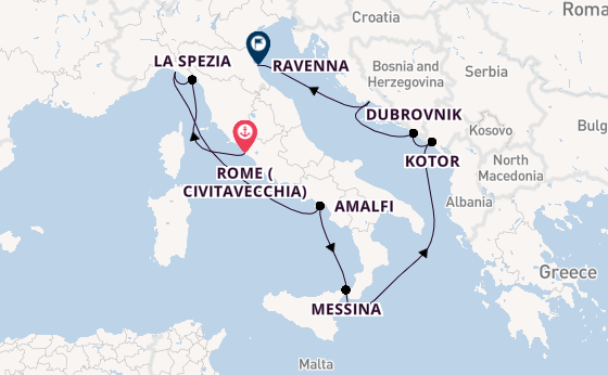 Mediterranean from Rome (Civitavecchia), Italy with the Celebrity Constellation