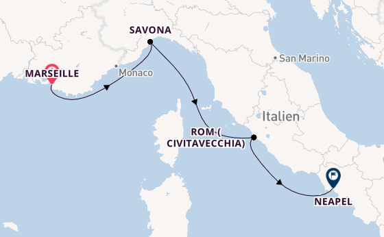 Westliches Mittelmeer ab Marseille, Frankreich auf der Costa Fascinosa