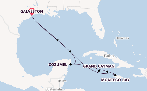 Western Caribbean from Galveston, Texas, USA with the Carnival Breeze