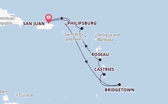 Caribbean from San Juan, Puerto Rico with the Scarlet Lady