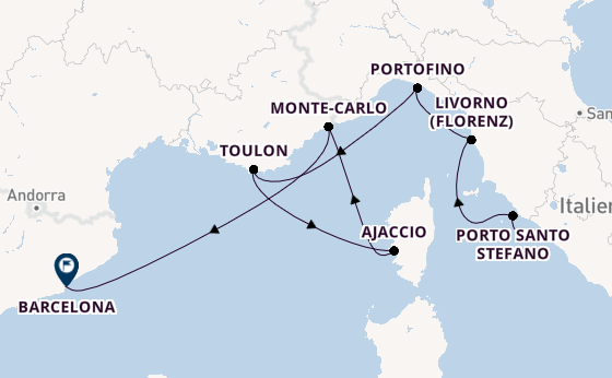 Westliches Mittelmeer ab Civitavecchia (Rom), Italien auf der Silver Ray