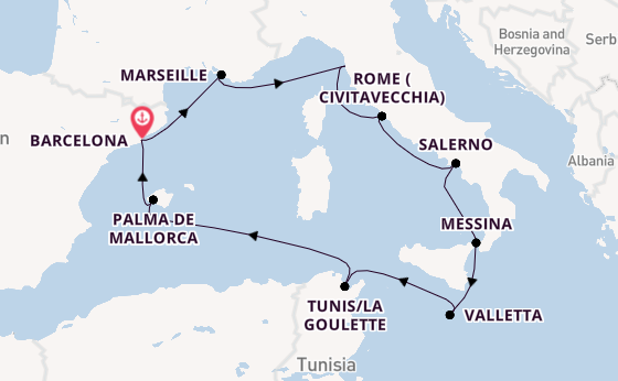Western Mediterranean from Barcelona, Spain with the Norwegian Star