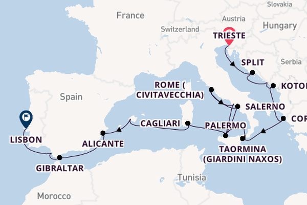 Mediterranean Sea from Trieste, Italy with the Oosterdam