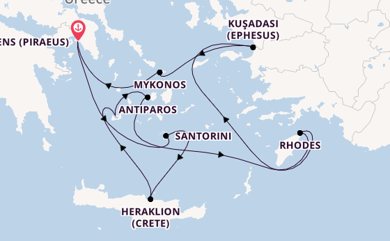 Eastern Mediterranean from Athens (Piraeus), Greece with the Silver Nova