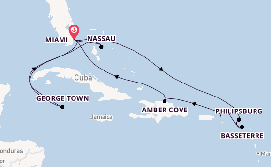 Caribbean from Miami, Florida with the MSC Seashore