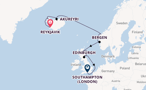 British Isles from Reykjavik, Iceland with the Norwegian Star