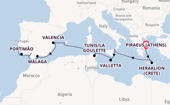 Mediterranean from Piraeus (Athens), Greece with the Seven Seas Navigator