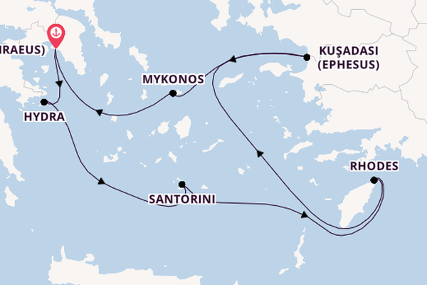 Eastern Mediterranean from Athens (Piraeus), Greece with the Celebrity Infinity