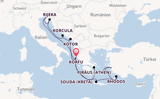 Östliches Mittelmeer ab Korfu, Griechenland auf AIDAblu