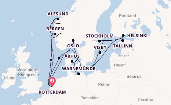 Norwegen ab Rotterdam, Niederlande auf der Rotterdam