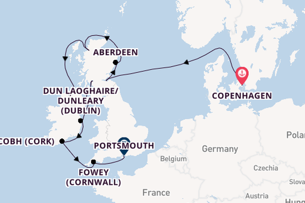 British Isles from Copenhagen, Denmark with the Azamara Quest