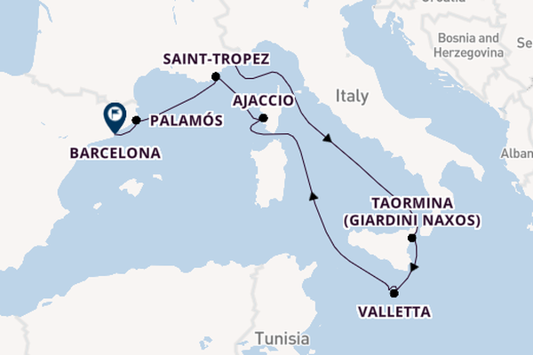 Western Mediterranean from Monte Carlo, Monaco with the Seabourn Ovation 