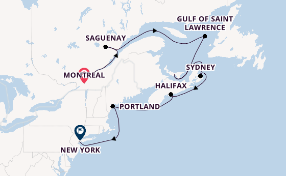 East Coast of America from Montreal, Canada with the Volendam