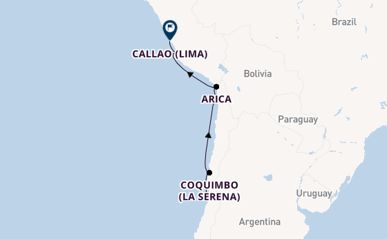 South America from Valparaíso (Santiago), Chile with the Seven Seas Mariner