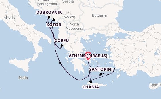 Eastern Mediterranean from Athens (Piraeus), Greece with the Scarlet Lady