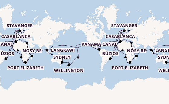 Round-the-World Trip from Fort Lauderdale (Port Everglades), Florida, USA with the Viking Sky