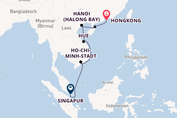 Südostasien ab Hongkong, China auf der Riviera