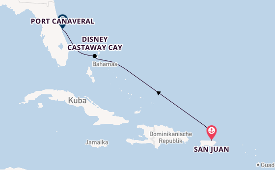Karibik ab San Juan, Puerto Rico auf der Disney Dream