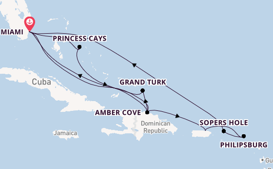 Caribbean vanaf Miami, Verenigde Staten met de Regal Princess