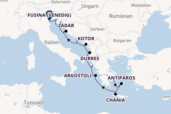 Östliches Mittelmeer ab Piräus (Athen), Griechenland auf der EUROPA 2