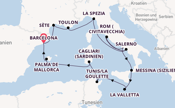 Westliches Mittelmeer ab Barcelona, Spanien auf der Seven Seas Voyager