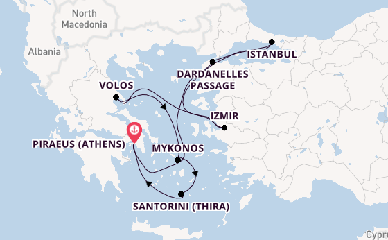 Eastern Mediterranean from Piraeus (Athens), Greece with the Costa Fortuna