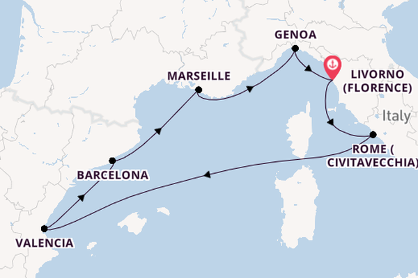 Western Mediterranean from Livorno (Florence), Italy with the MSC Orchestra 