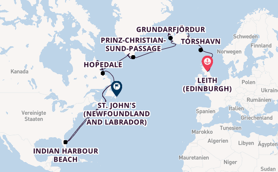 Transatlantik ab Leith (Edinburgh), Schottland auf der Seabourn Venture