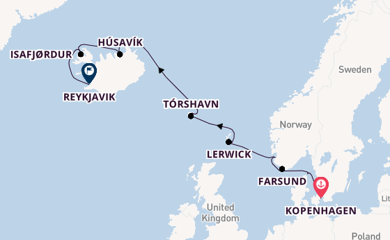 Arctica vanaf Kopenhagen, Denemarken met de Seabourn Quest