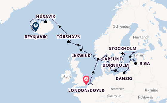 Arktis ab London/Dover, Großbritannien auf der Seabourn Quest