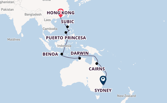 Australia from Hong Kong, China with the Costa Serena