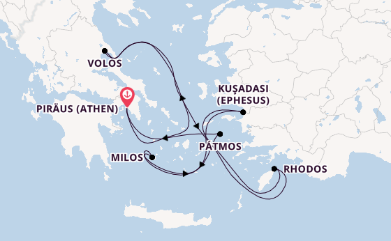 Östliches Mittelmeer ab Piräus (Athen), Griechenland auf der EXPLORA I