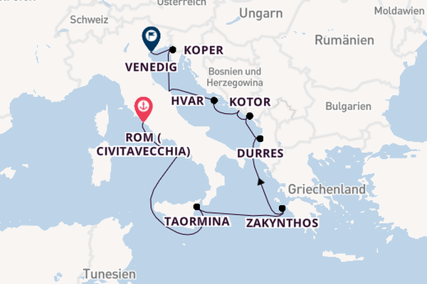 Mittelmeer ab Rom (Civitavecchia), Italien auf der Nautica