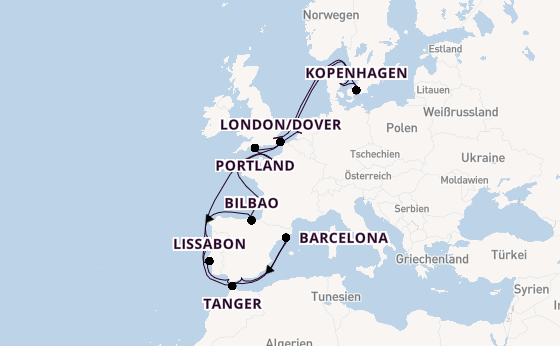 England ab Rotterdam, Niederlande auf der Nieuw Statendam