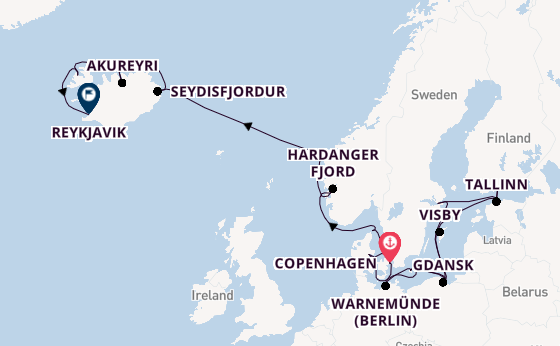 Arctic Ocean from Copenhagen, Denmark with the Regal Princess