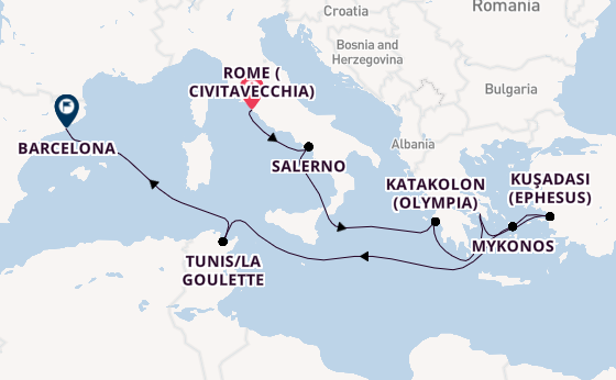 Mediterranean Sea from Rome (Civitavecchia), Italy with the Carnival Sunshine