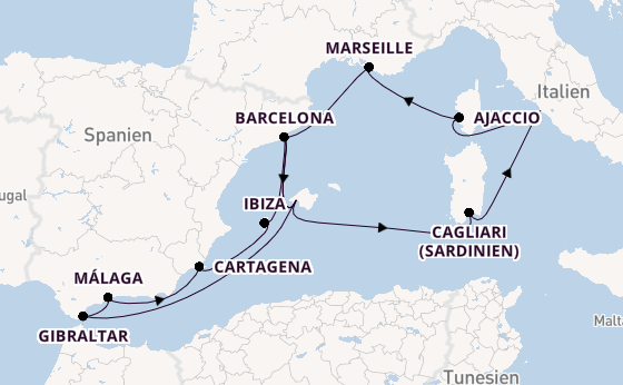 Westliches Mittelmeer ab Palma de Mallorca, Spanien auf AIDAcosma