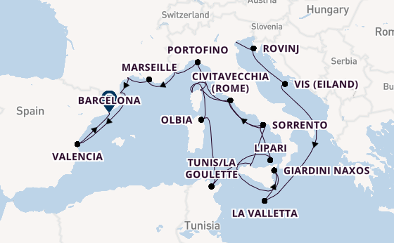 Westelijke Middellandse Zee vanaf Fusina (Venice) met de Seabourn Ovation