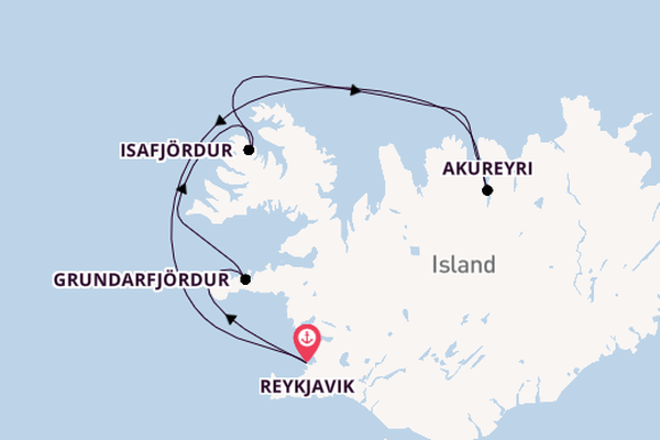 Arktis ab Reykjavik, Island auf der Celebrity Silhouette