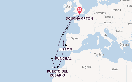 Canary Islands from Southampton, England with the Queen Victoria