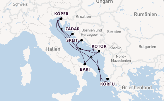 Mittelmeer ab Triest, Italien auf der Mein Schiff 4