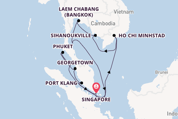 Zuidoost-Azië vanaf Singapore, Singapore met de Sapphire Princess