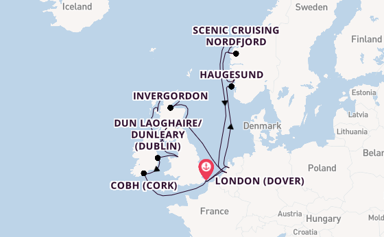 British Isles from London (Dover), England, United Kingdom with the Nieuw Statendam