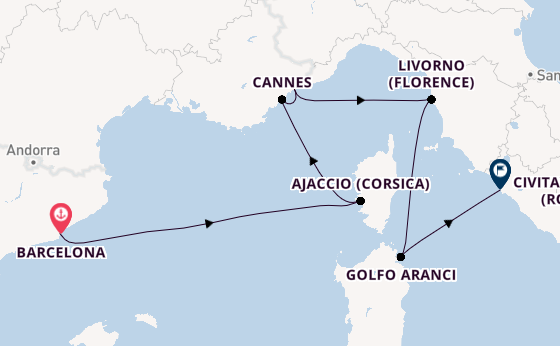 Westelijke Middellandse Zee vanaf Barcelona, Spanje met de Seven Seas Prestige