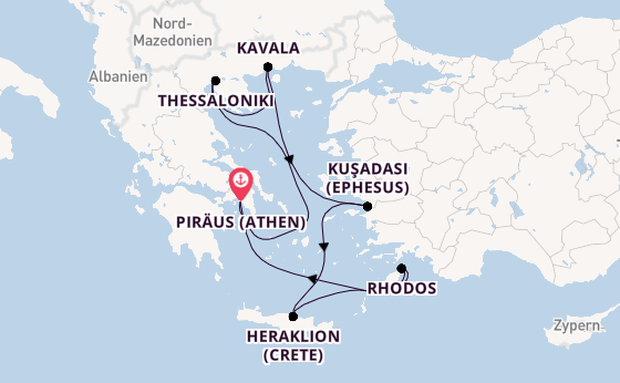Östliches Mittelmeer ab Piräus (Athen), Griechenland auf der Celebrity Infinity